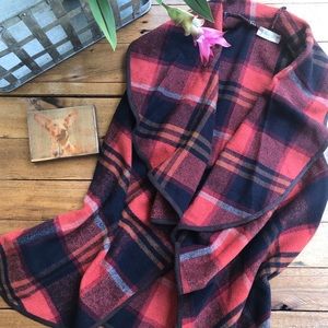 Altar’d State Fall Plaid Blanket Waterfall Vest M